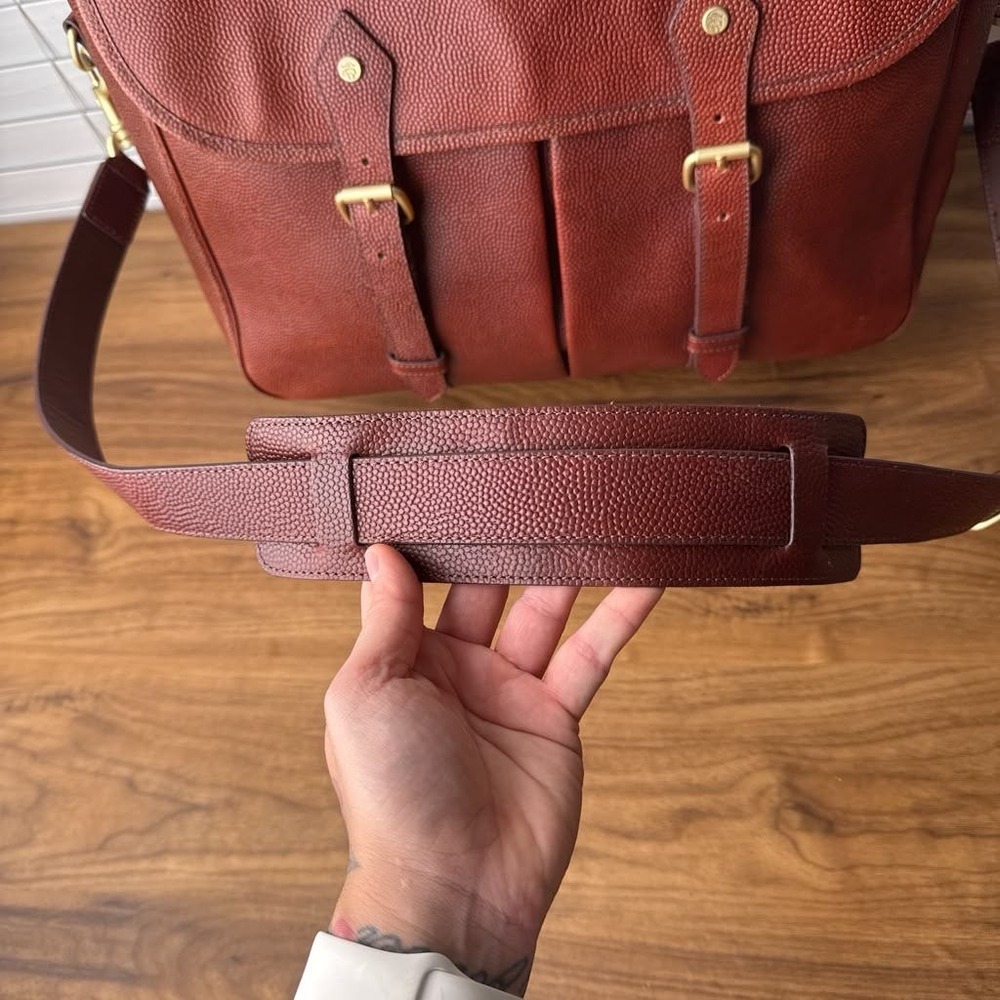 Brooks Brothers Football Leather Briefcase Vintage Messenger Brass Hardware - Picture 9 of 16